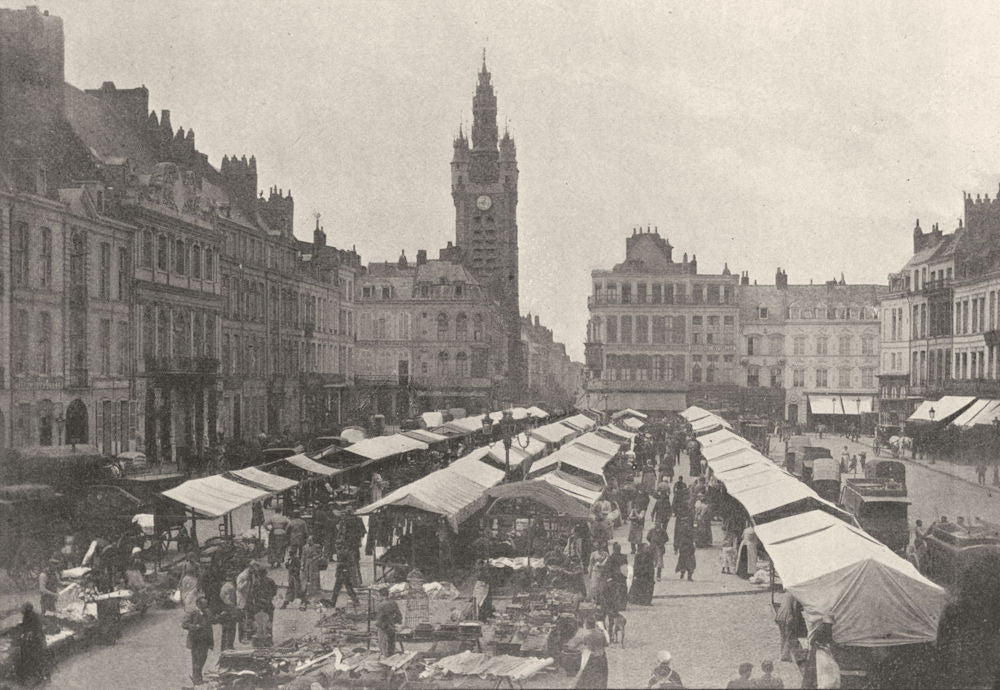 NORD. Douai. Marché 1895 old antique vintage print picture